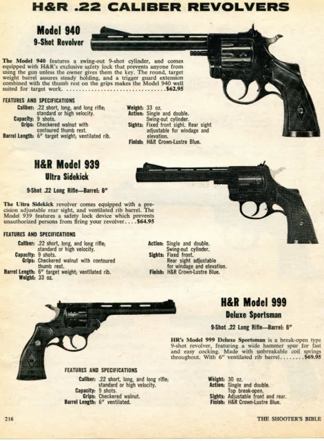 1974 Print Ad Harrington & Richardson H&R Model 999 939 940 Revolver