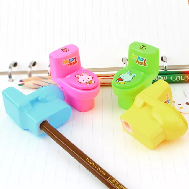 Single Hole Pencil Sharpener Toilet Shape Assorted Colours School Kids Gifts