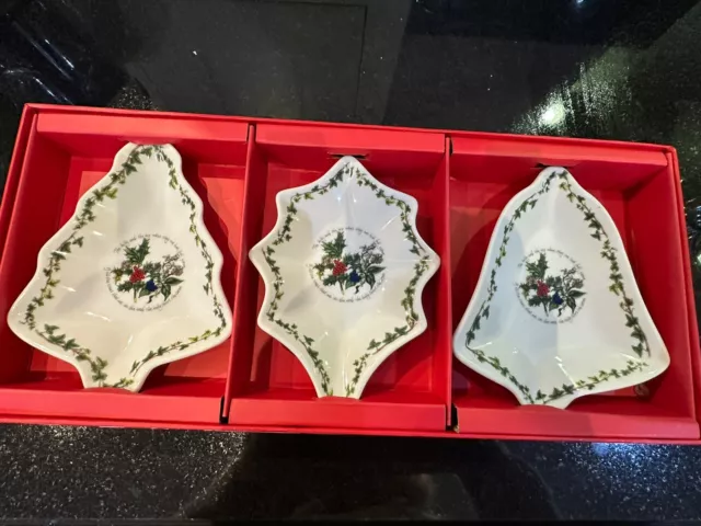 Portmeirion The Holly & The Ivy Set Of 3 Christmas Dishes Brand New In Box