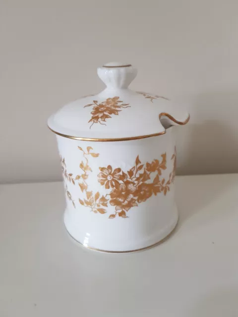 Crown Staffordshire Aristocrat feiner Knochen China Zuckerkonservierung Marmelade Topf Weißgold