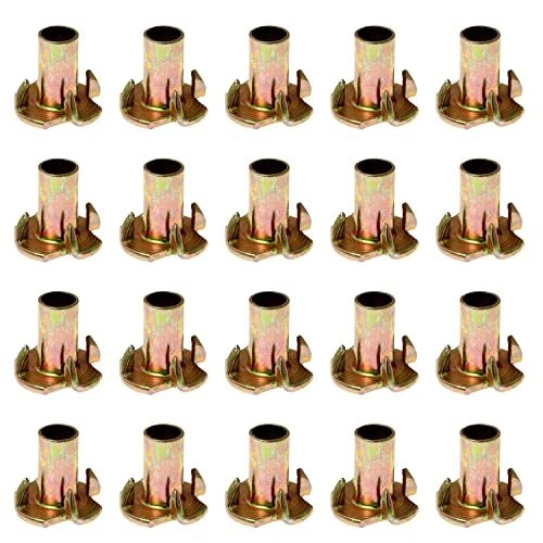 4 Pronged Tee Nut 20pcs M6x16mm Tnuts Carbon Steel Threaded Inserts For Wood Fou
