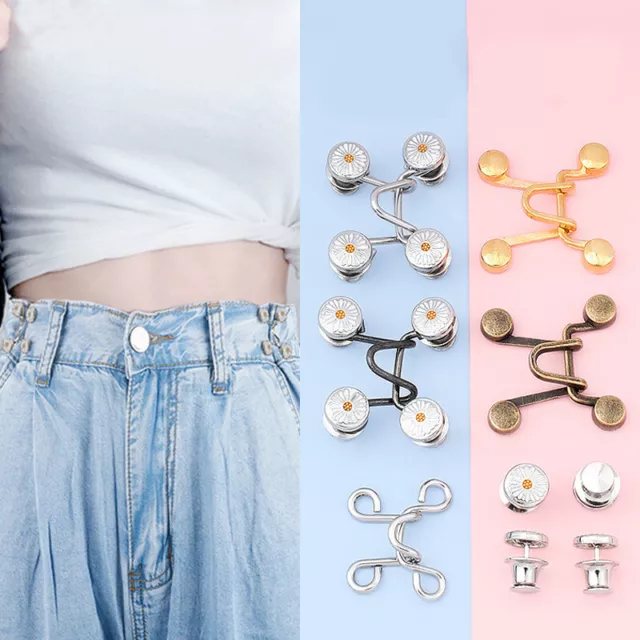 1Set DIY Invisible Adjust Button Metal Jeans Waist Removable Buckle Waist 'YB