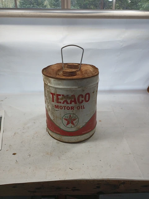 VINTAGE TEXACO MOTOR Oil 5 Gallon Can Gas Station Garage Advertising ...