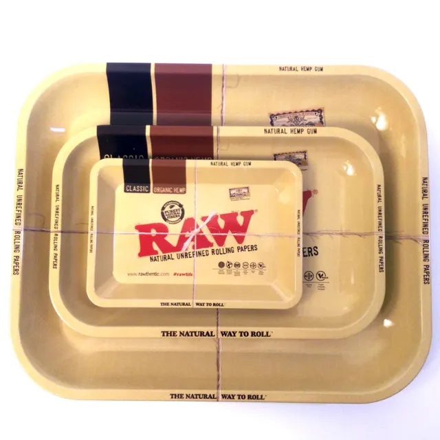 Authentic RAW Metal Rolling Tray - Mini, Small, Large, X-Large