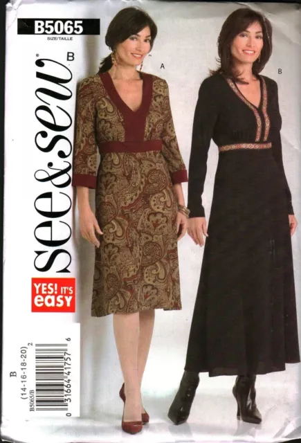 5065 Vintage Butterick Sewing Pattern Misses A Line Dress Easy UNCUT See & Sew