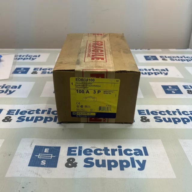 Square D, Edb34100, 100A, 480V, 3 Pole, Circuit Breaker *New In Box