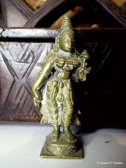 Indian Bronze Shrine Deity Home Temple Small Goddess #