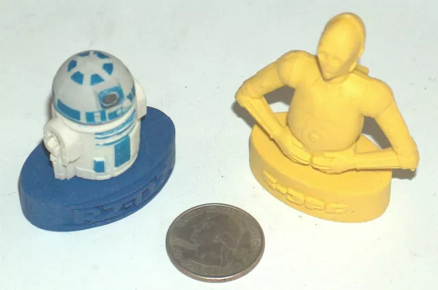 Star Wars Rebel Droidi C-3PO & R2-D2 Gomma Busto Action Figure Matita Topper VG