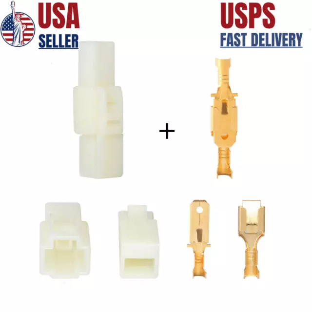 2-50 Set Car 6.3mm Spade Terminal Wire Connector Electrical 1-Pin Plug Socket