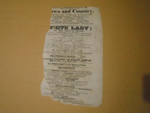 1826 Antique Playbill Theatre Royal Drury Lane His Majesty Servants Will Perform
