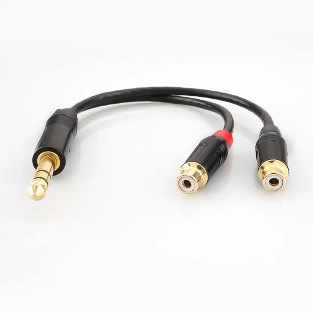 Audio Splitter Cable 6.35mm 1/4" Male Stereo to Dual RCA Phono Female Adapter