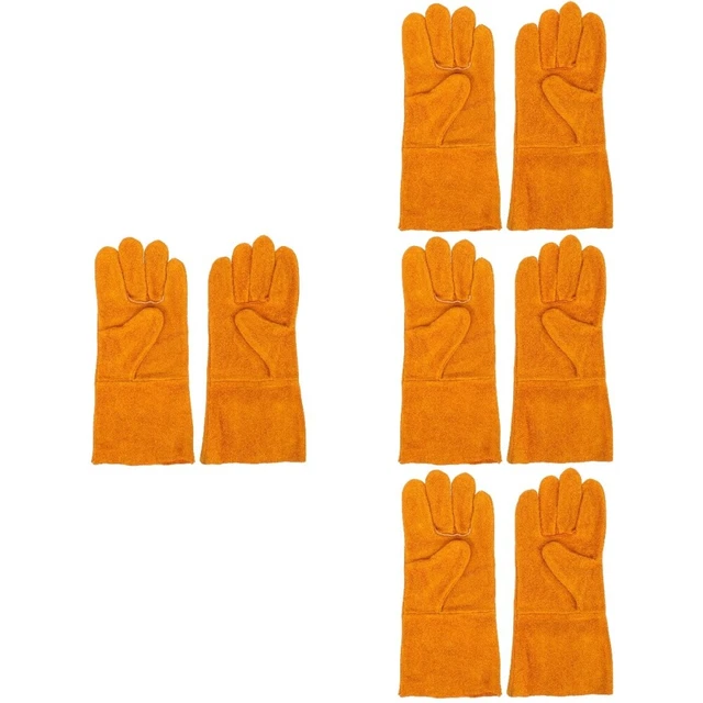 4 Pair Cowhide Work Gloves with Reinforced Palm Outdoor Garden
