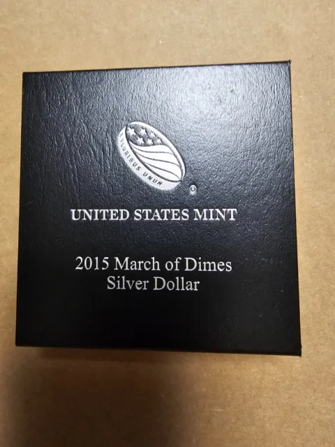 2015 March of Dimes Uncirculated Silver Dollar W/OGP and COA