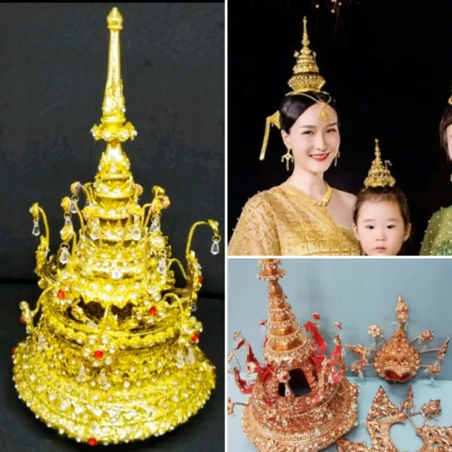 Lisa Thai Crown Tiara Thai Costume Vintage Lisa Thai Head Jewelry Thai Dress set