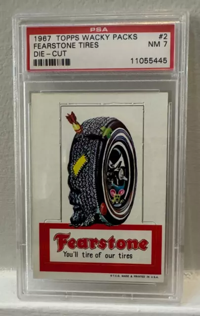 1967 Topps Wacky Packages Die-Cut #2 Fearstone Tires PSA 7 NM