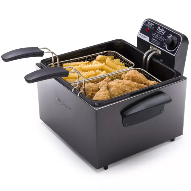Presto 4.7 Liter Dual Basket Pro Fry™ Immersion Element Black Deep Fryer 05489