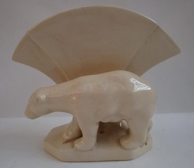 Florero Tenga Fauna Art Deco Estilo Art Nouveau Estilo Porcelana Agrietado Cerám