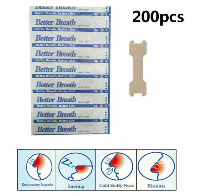 200pcs Disposable Better Breath Nasal Strips Large Right Way to Stop Snore FR#