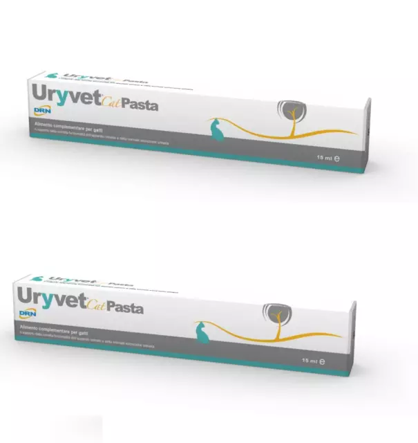 2 CONFEZIONI DRN Uryvet Pasta 15 ml x 2 -Alimento complementare per cani e gatti