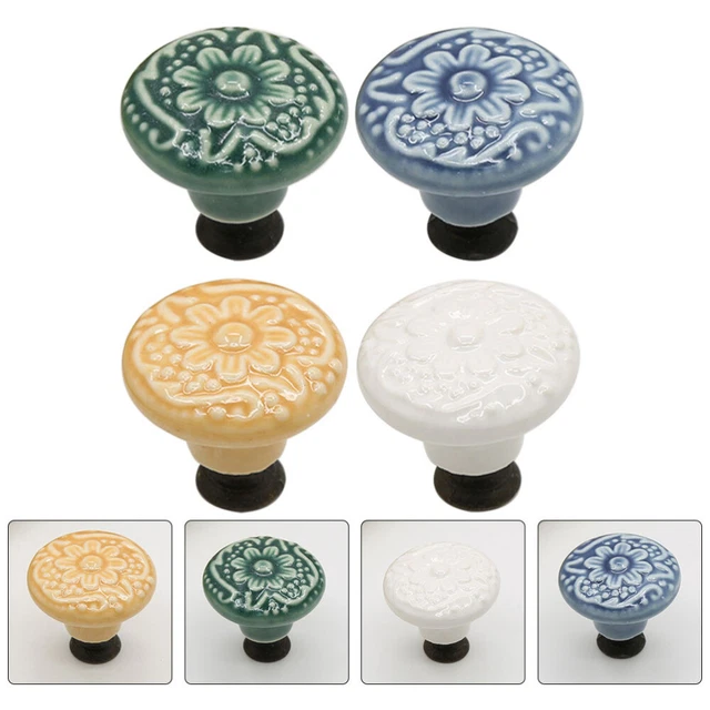 4 PCS Furniture Knob Ceramic Handle White Drawers Exterior Doors 6