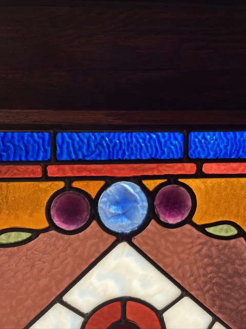AN 695 antique stained and jeweled Glass entrance door 32 x 83.75 x 1.75. 5