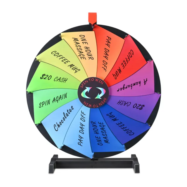 24" Prize Wheel Tabletop Color Editable Spin Slot Carnival Party Xmas Trade Show