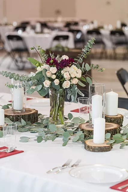 Holz Blockscheibe Outdoor Rustikal Hochzeit Kuchenständer Dessertteller Tischdekor 3