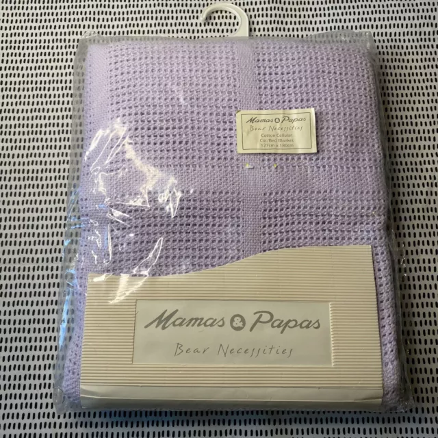 Mamas & Papas Cellular Cotton Cot Bed Blanket Blueberry Lilac Purple 127x180cm