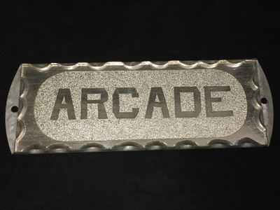Antique 1920's Arcade Sign Original E.E. Palmer Glass Scalloped Edge Mirror Sign