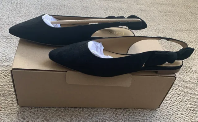 J.Crew Bow Slingback Flats Black Size 9 Shoes