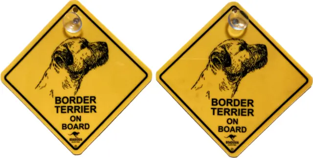 2 piezas 12cm señal de tráfico + ventosa Border Terrier señal de advertencia perro