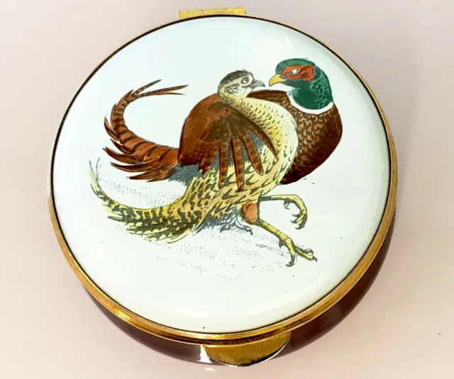 Staffordshire Enamels | Pheasants Trinket Box *New* Rare Retired Bird Couple Usa
