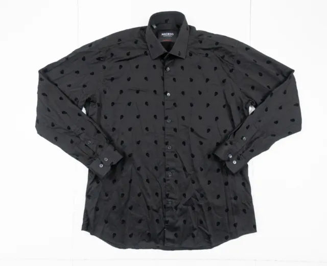 Maceoo Shirt Mens XLarge Black Button Up Long Sleeve Fibonacci Flock Skull Adult