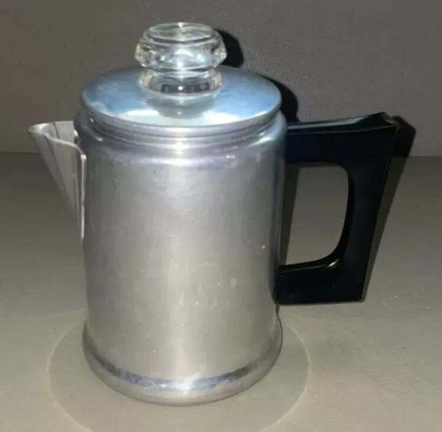 Coffee Pot 2 Cup Percolator Glass Knob Aluminum Camping Stovetop Comet USA