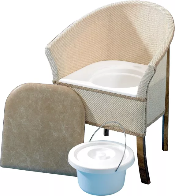 Basket Weave Wood Bedroom Subtle Discreet Commode Chair With Padded Seat - New