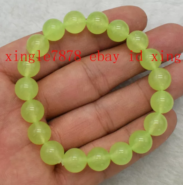 Natural 6/8/10/12/14mm Green Peridot Round Gemstone Beads Bracelet 7.5'' AAA+