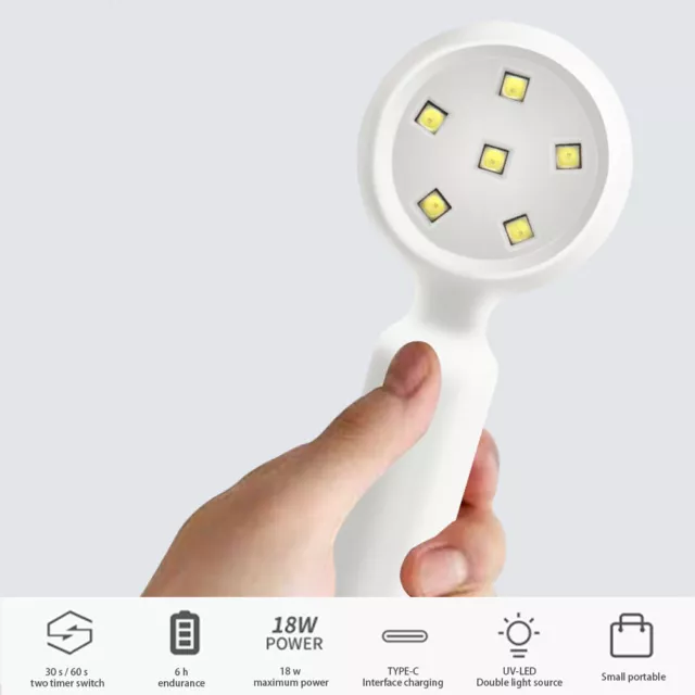 Gel Polish Art Tool Professional UV LED Mini Dryer USB Rechargeable Nail Lamp.
