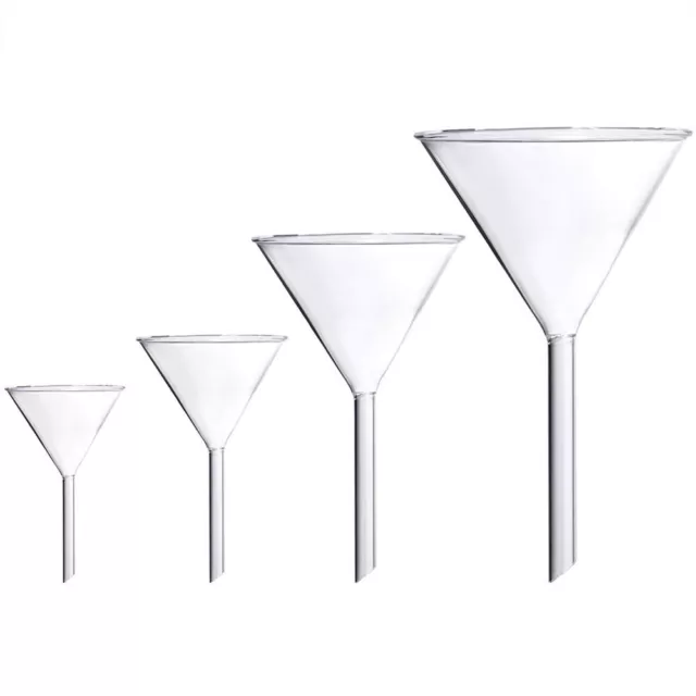 4Pcs Clear Glass Funnel Set  Laboratory Accessories  Science Labs