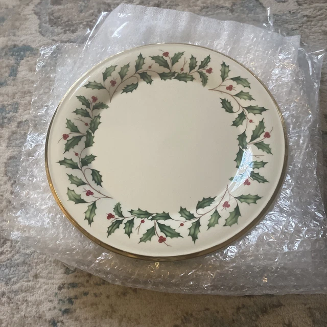 **NEW** Lenox Holiday Holly & Berry DINNER PLATE Gold Band Ivory China 10 3/4"