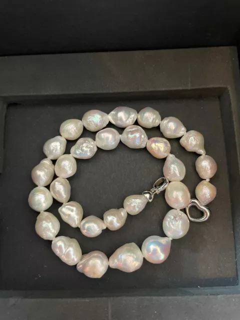 Echte Top Weiße Massive Perlenkette 40cm mit 1 cm großen Perlen