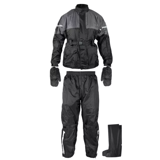 Rain Suit Waterproof Motorcycle Motorbike 4 pc Jacket Trousers Gloves Boots