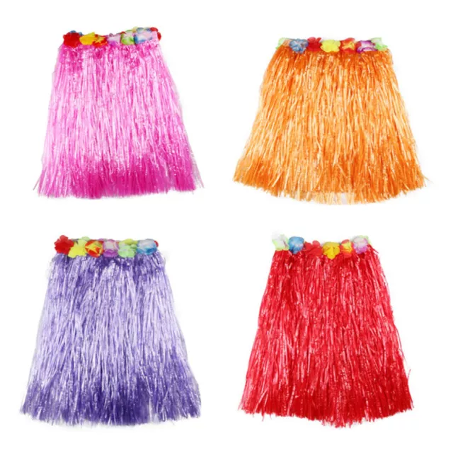 4Pcs 40cm Kids Hawaiian Grass Dance Skirt for Beach Luau Party Decoration