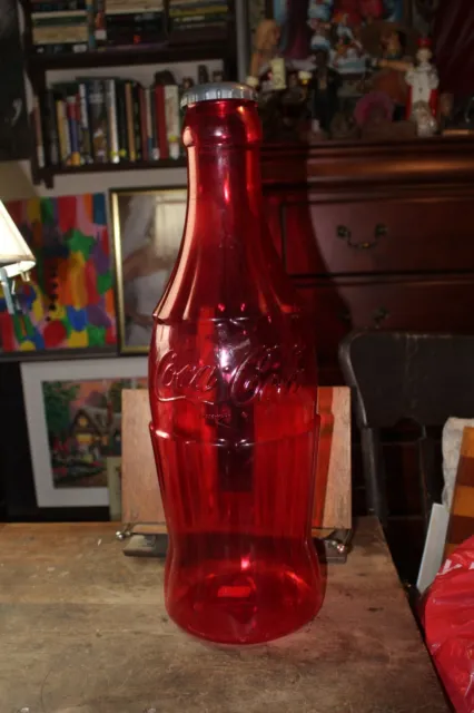 Large 23" Coca Cola Coke Red Plastic Bottle Coin Bank
