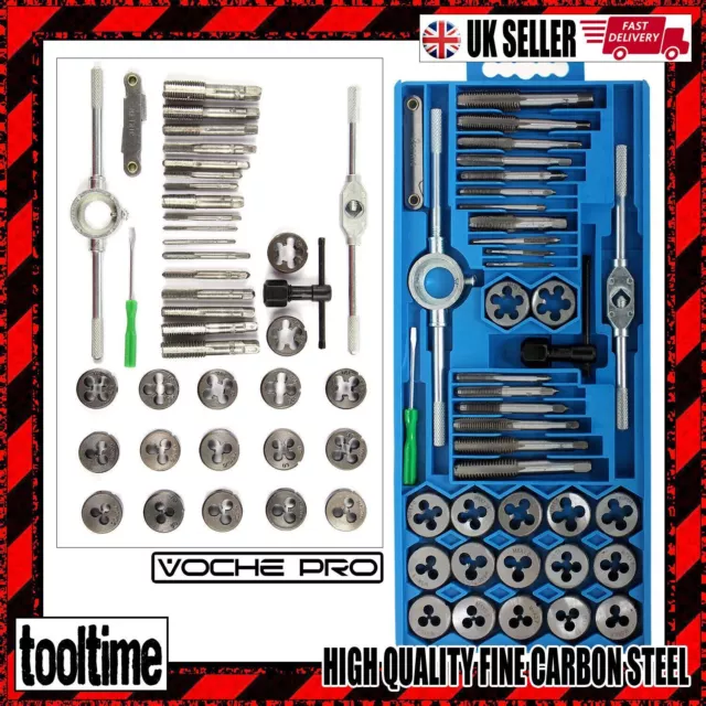 Metric Tap Die Set Cuts M3-M12 Bolts Wrench + Storage Case Voche Pro 40pc