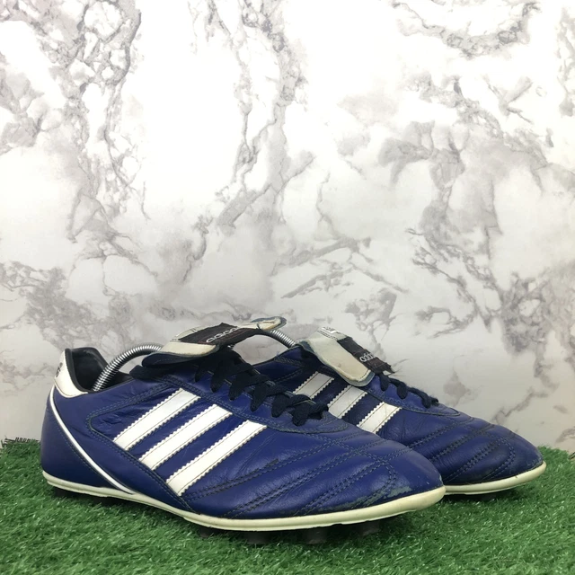 ADIDAS KAISER 5 Football Boots Blue & White Moulded Studs FG Size UK 9