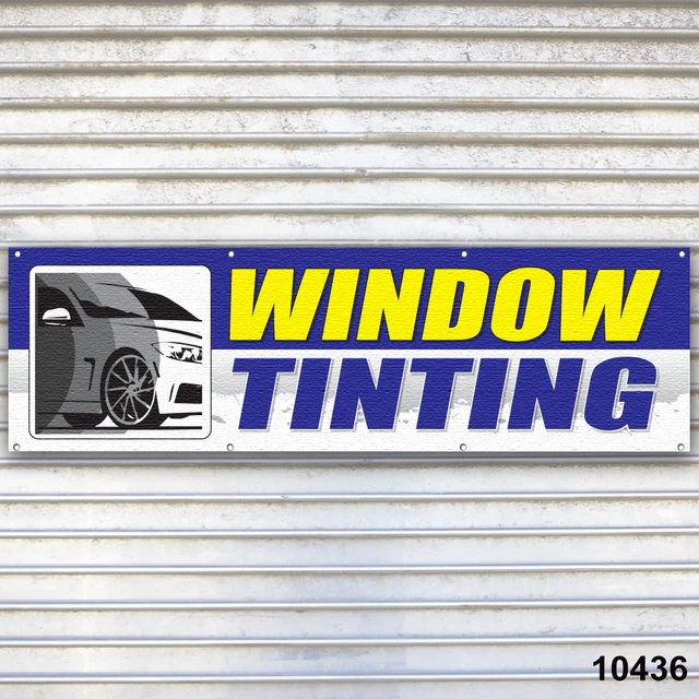 Window Tinting Banner Sign Tire Dealer Auto Repair Service Bay Garage