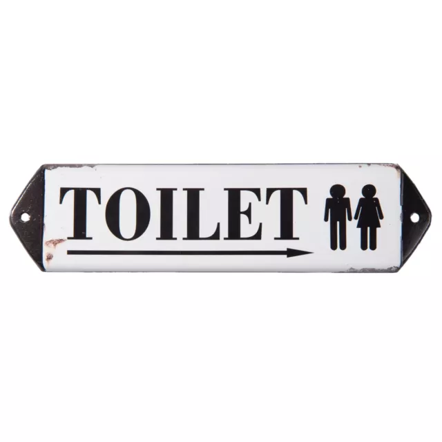 Schönes Toiletten, WC, Hinweisschild aus Metall , weiß mit schwarzer Schrift, Vi