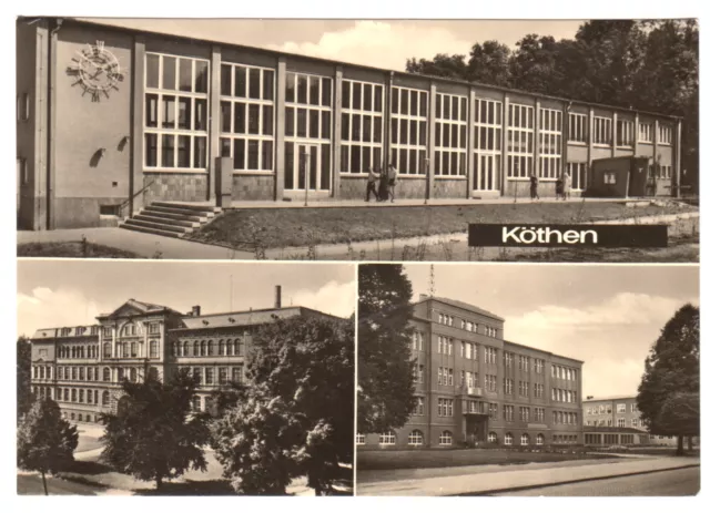 Postcard, Köthen, three figures, 1969