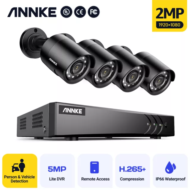 ANNKE 4 Camera 8 Channel DVR 1080P Home CCTV Security System IR Night Vision