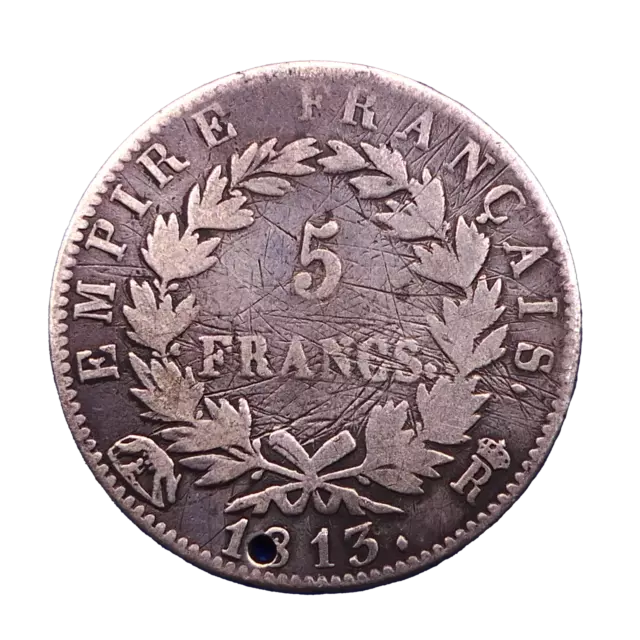 FRANCE - 5 Francs 1813 Rome Napoléon Ier Rare 16922 Frappées